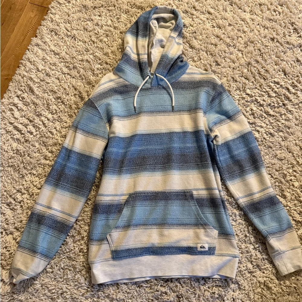 Quiksilver Men's Blue Striped Hoodie